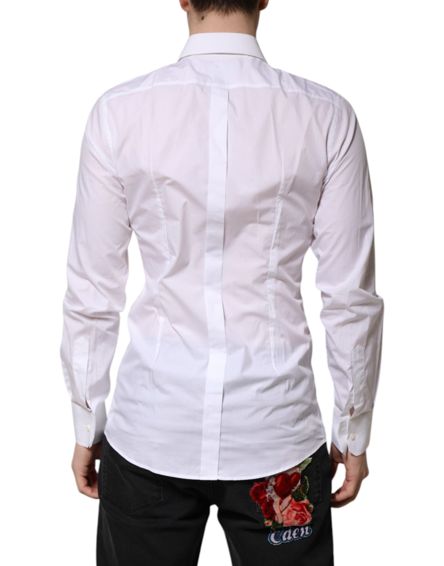 White GOLD Long Sleeves Dress Men Formal Shirt-Dolce & Gabbana-LabelTerrace.com