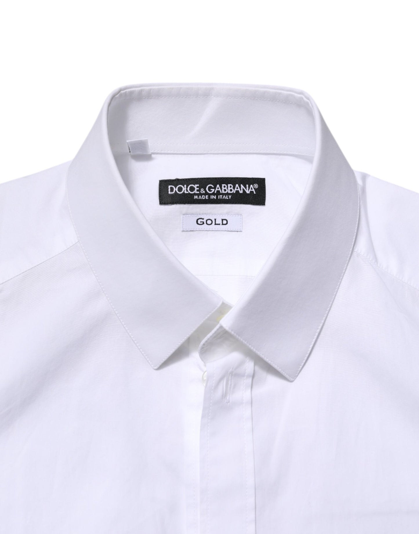 White GOLD Long Sleeves Dress Men Formal Shirt-Dolce & Gabbana-LabelTerrace.com