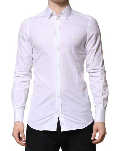 White GOLD Long Sleeves Men Dress Formal Shirt-Dolce & Gabbana-LabelTerrace.com