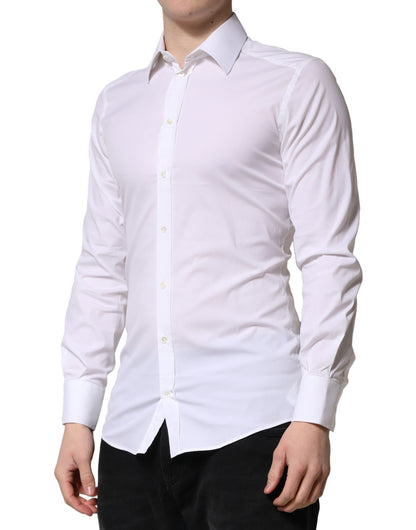 White GOLD Long Sleeves Men Dress Formal Shirt-Dolce & Gabbana-LabelTerrace.com