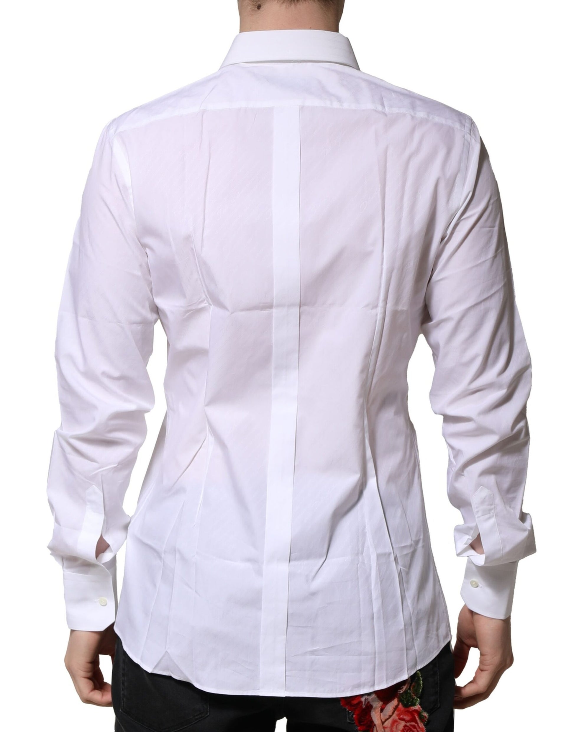 White GOLD Long Sleeves Men Dress Formal Shirt-Dolce & Gabbana-LabelTerrace.com