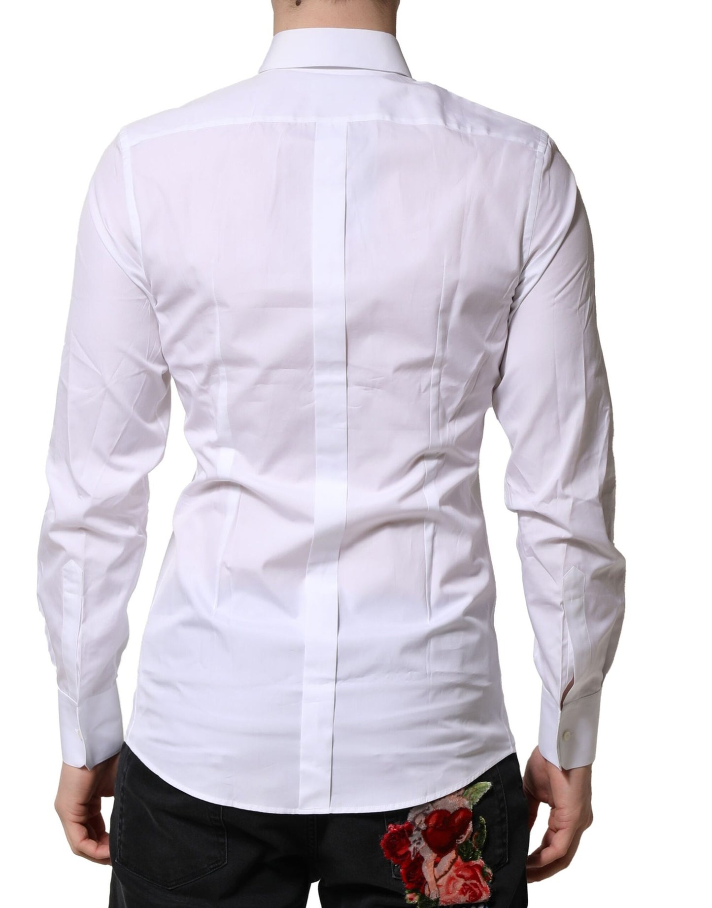 White GOLD Long Sleeves Men Dress Formal Shirt-Dolce & Gabbana-LabelTerrace.com