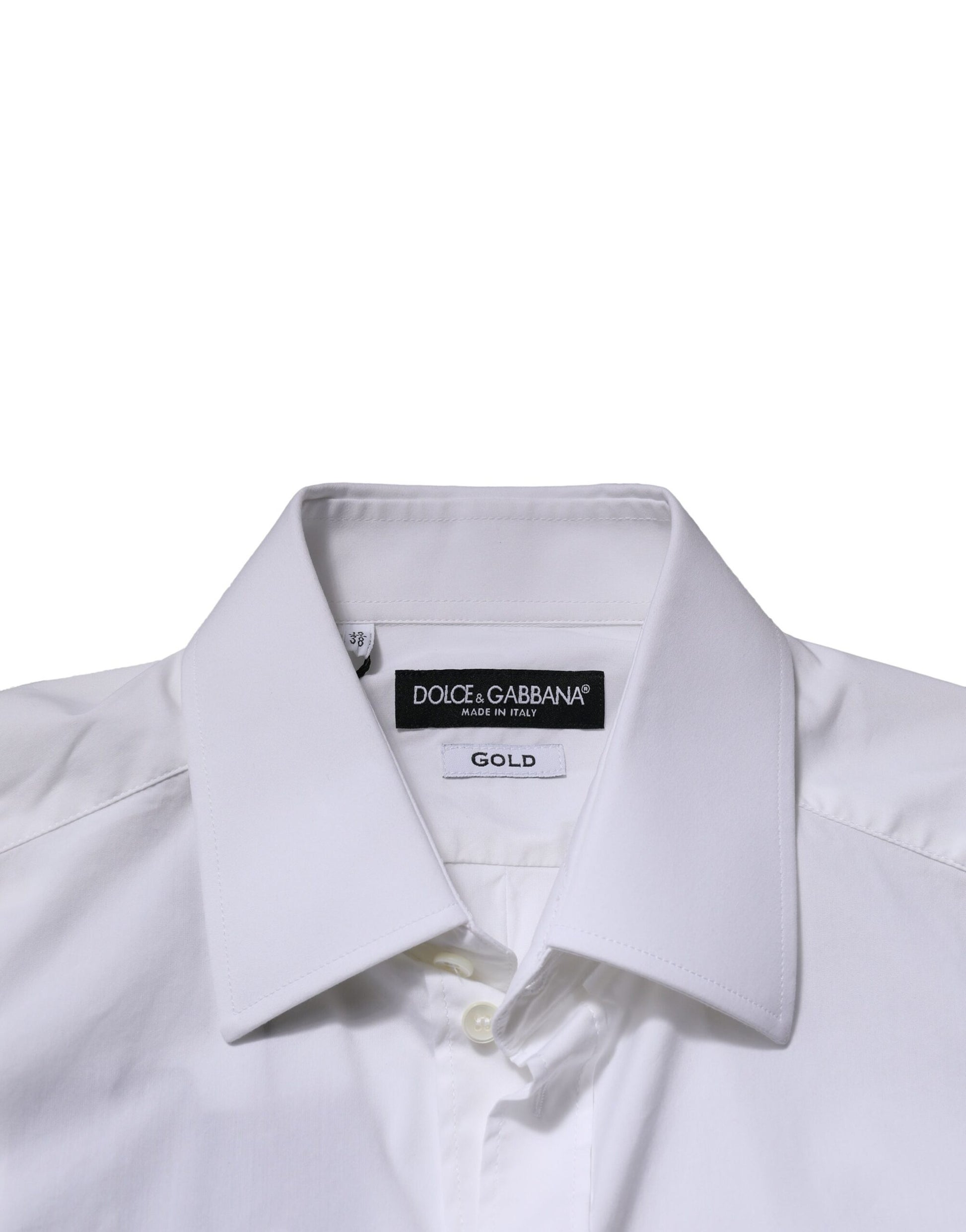 White GOLD Long Sleeves Men Dress Formal Shirt-Dolce & Gabbana-LabelTerrace.com