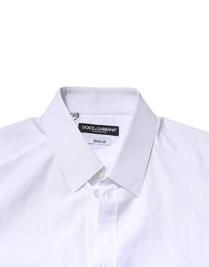 White GOLD Long Sleeves Men Dress Formal Shirt-Dolce & Gabbana-LabelTerrace.com