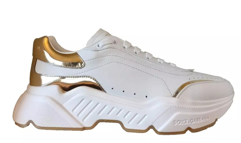 White Gold DAYMASTER Leather Sneakers Mens Shoes-Dolce & Gabbana-LabelTerrace.com