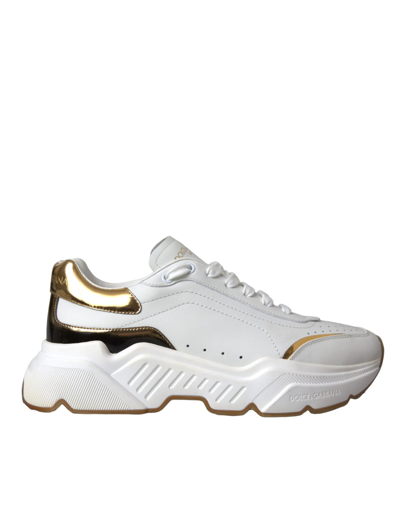 White Gold DAYMASTER Leather Sneakers Shoes-Dolce & Gabbana-LabelTerrace.com