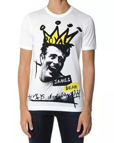 White Graphic Cotton Short Sleeves Men T-shirt-Dolce & Gabbana-LabelTerrace.com