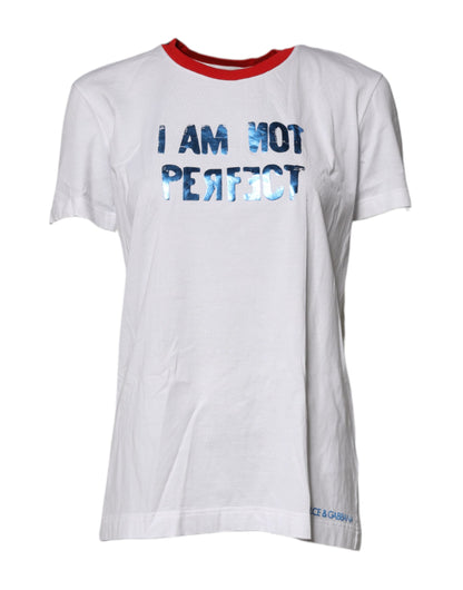 White Graphic Print Cotton Crew Neck T-shirt-Dolce & Gabbana-LabelTerrace.com