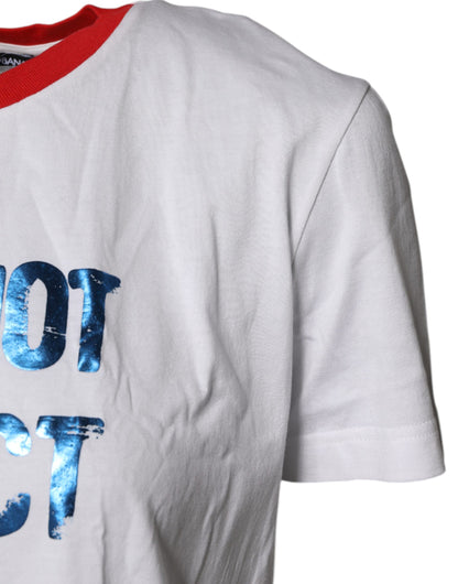 White Graphic Print Cotton Crew Neck T-shirt-Dolce & Gabbana-LabelTerrace.com