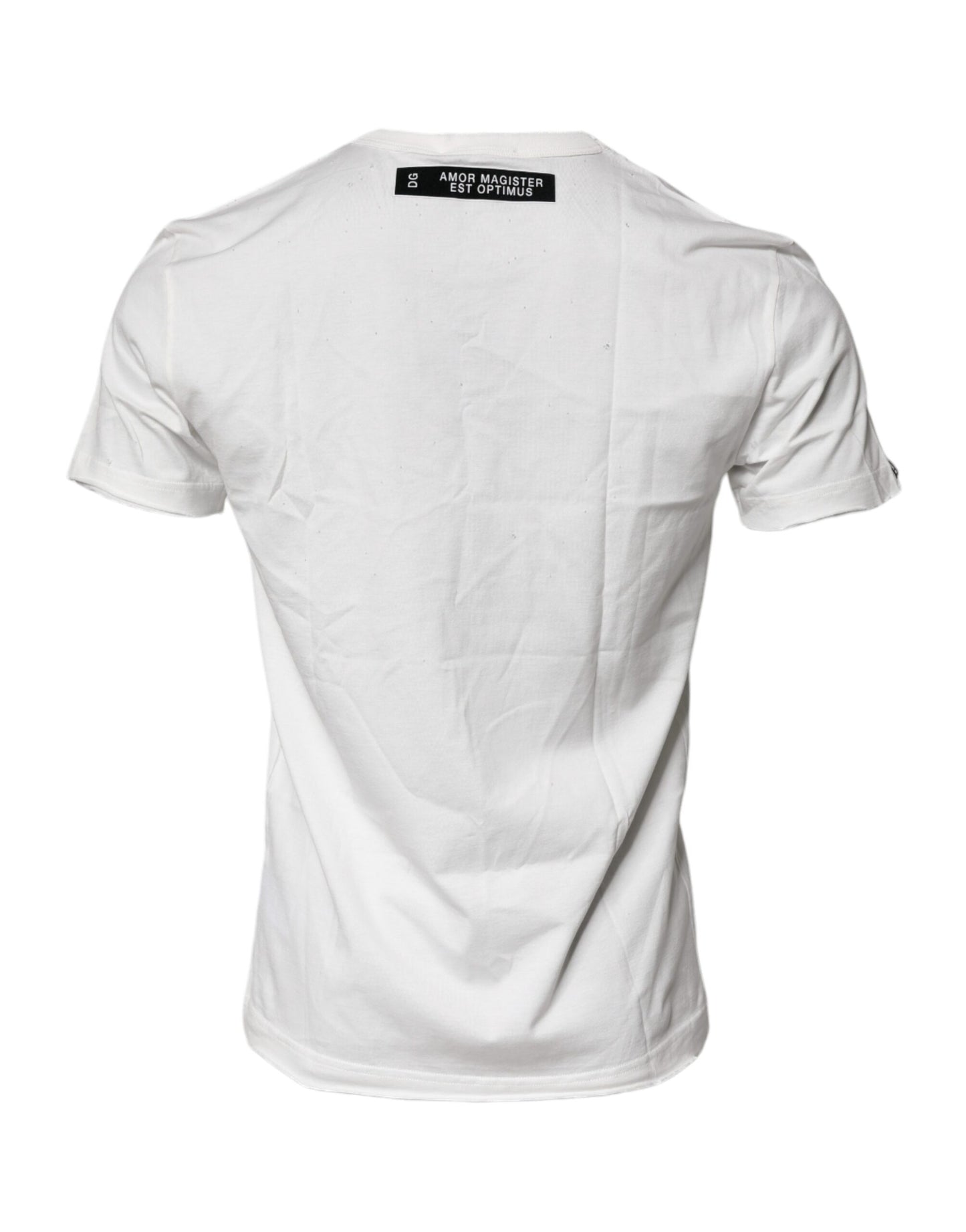 White Graphic Print Cotton Crew Neck T-shirt-Dolce & Gabbana-LabelTerrace.com