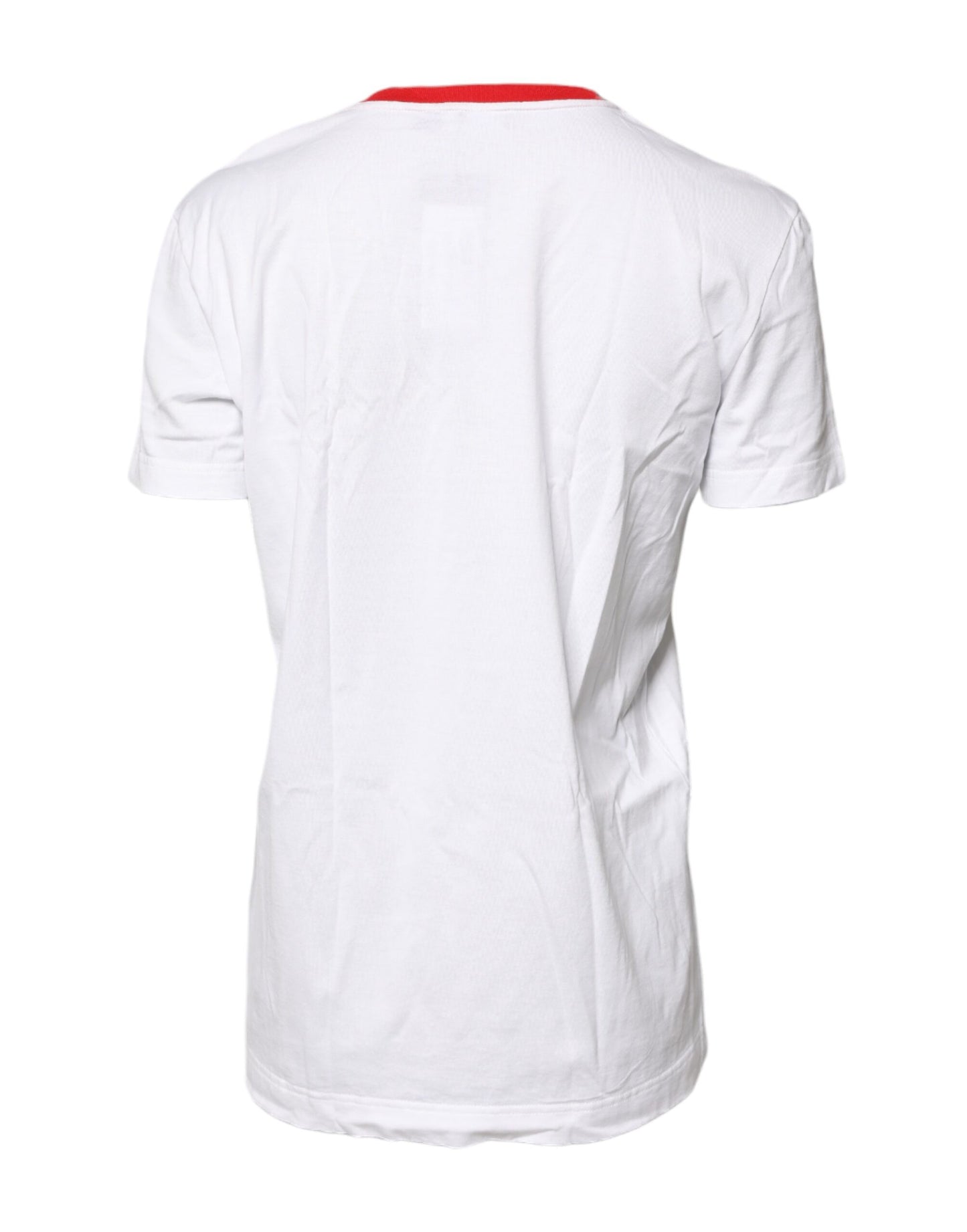 White Graphic Print Cotton Crew Neck T-shirt-Dolce & Gabbana-LabelTerrace.com