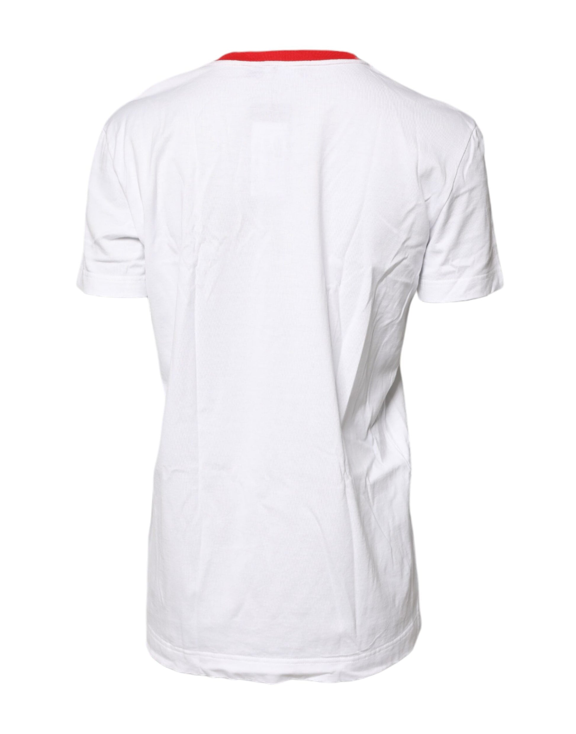White Graphic Print Cotton Crew Neck T-shirt-Dolce & Gabbana-LabelTerrace.com