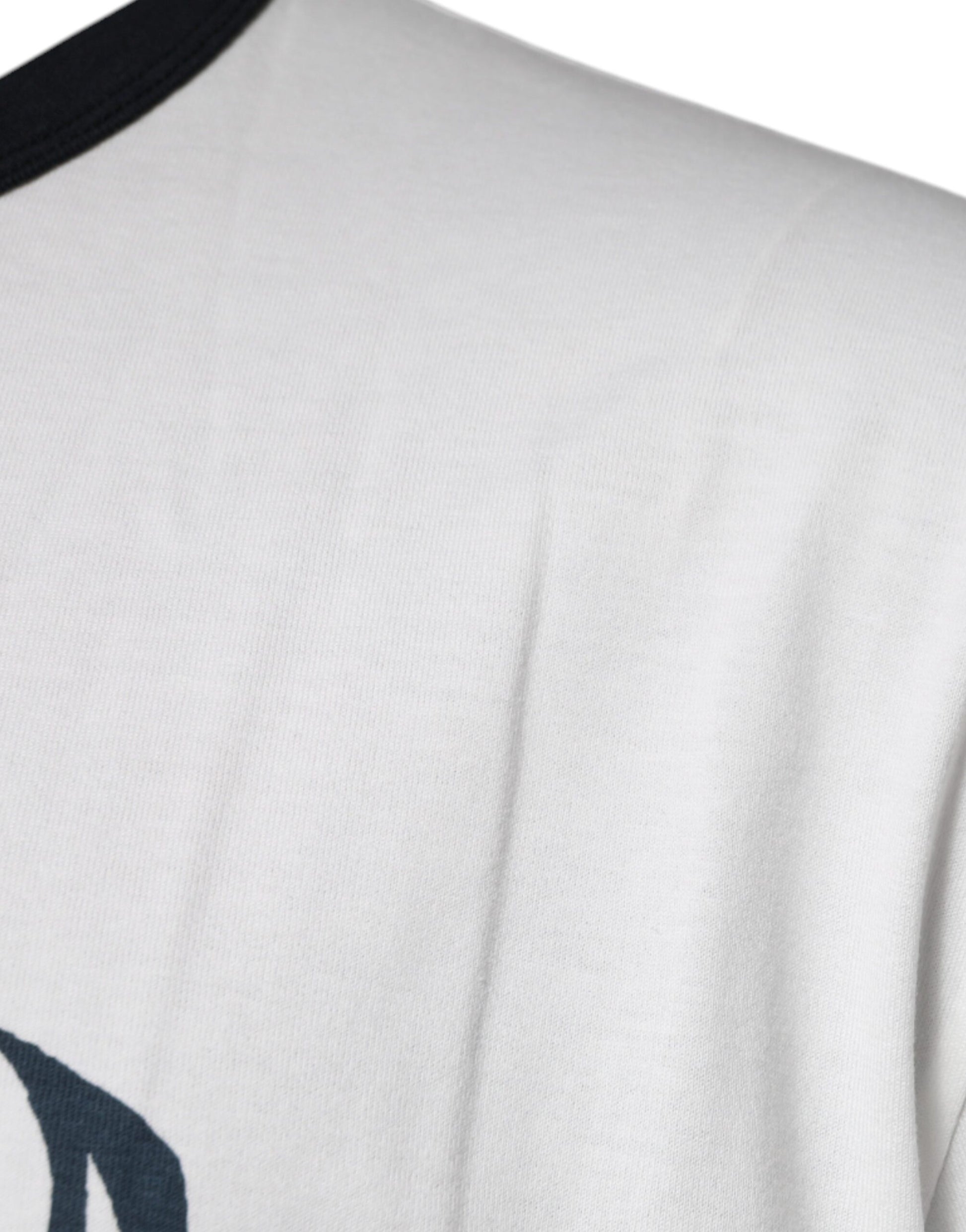 White Graphic Print Cotton Crew Neck T-shirt-Dolce & Gabbana-LabelTerrace.com