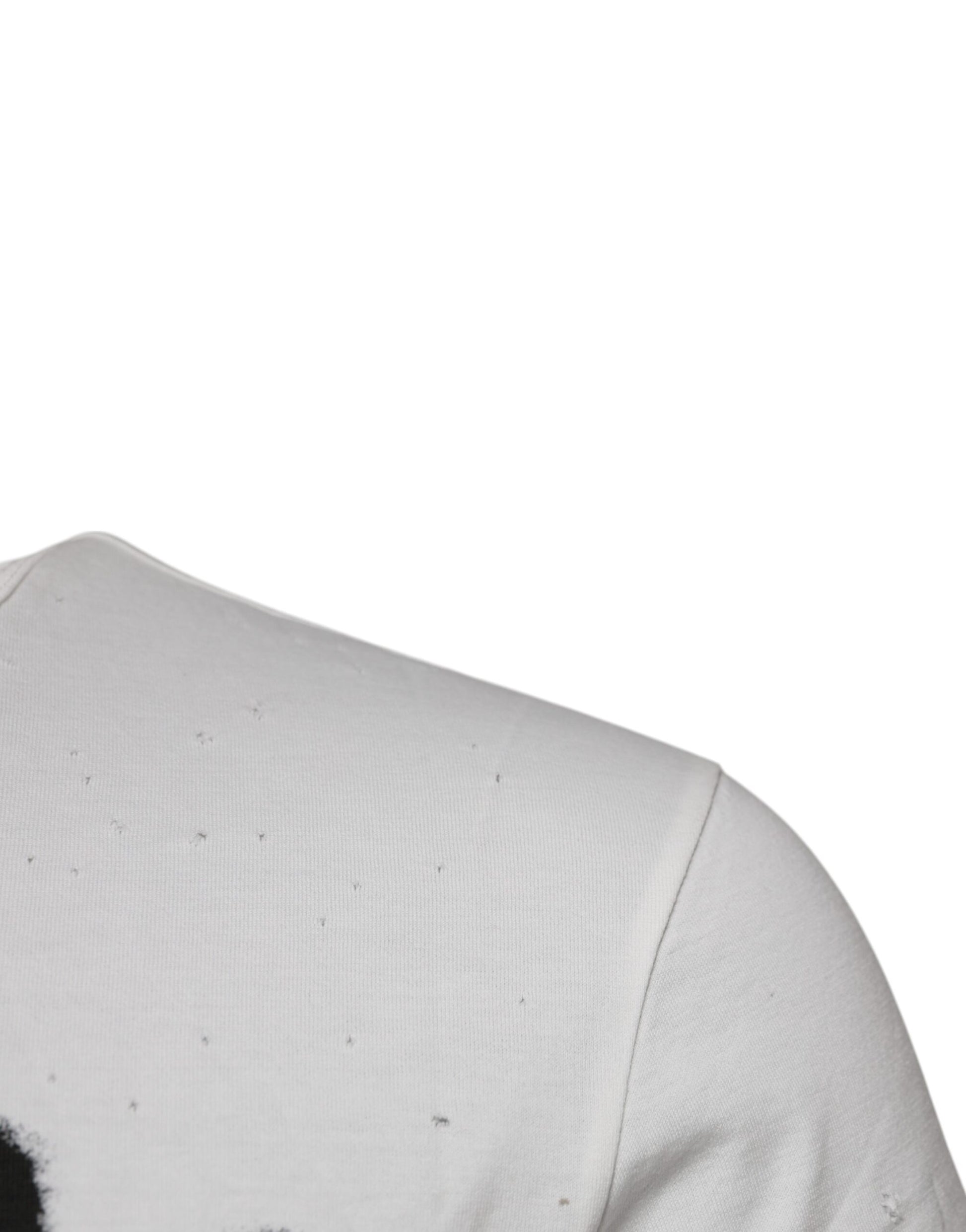 White Graphic Print Cotton Crew Neck T-shirt-Dolce & Gabbana-LabelTerrace.com