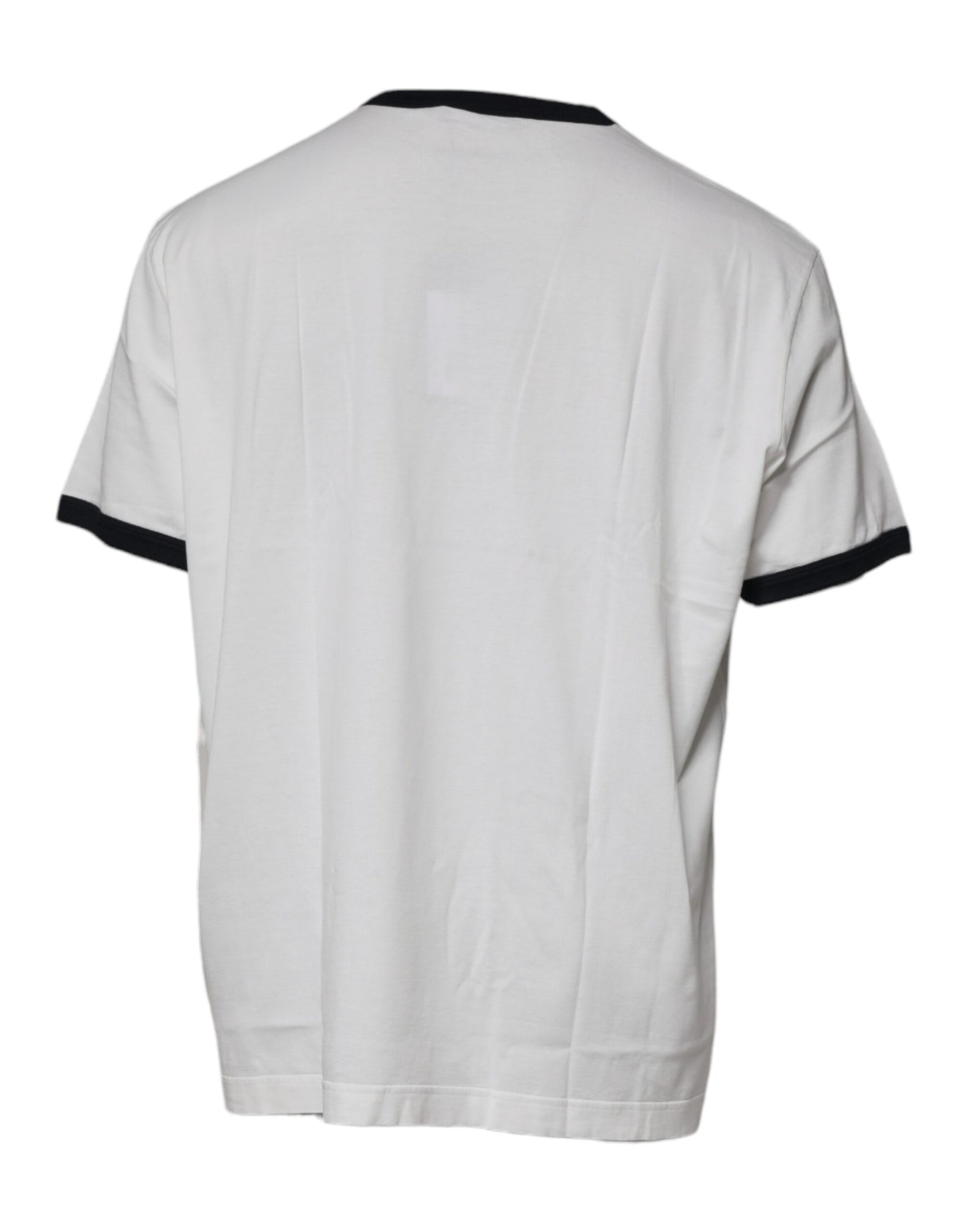 White Graphic Print Cotton Crew Neck T-shirt-Dolce & Gabbana-LabelTerrace.com