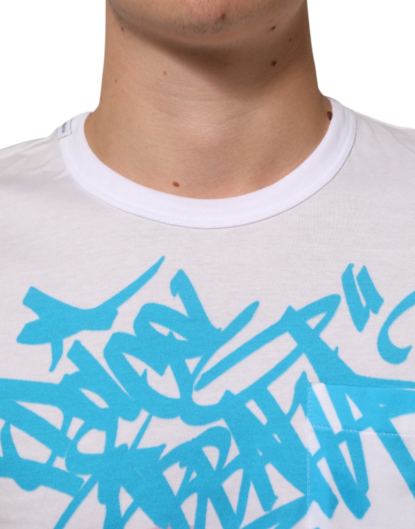 White Graphic Print Cotton Crew Neck T-shirt
