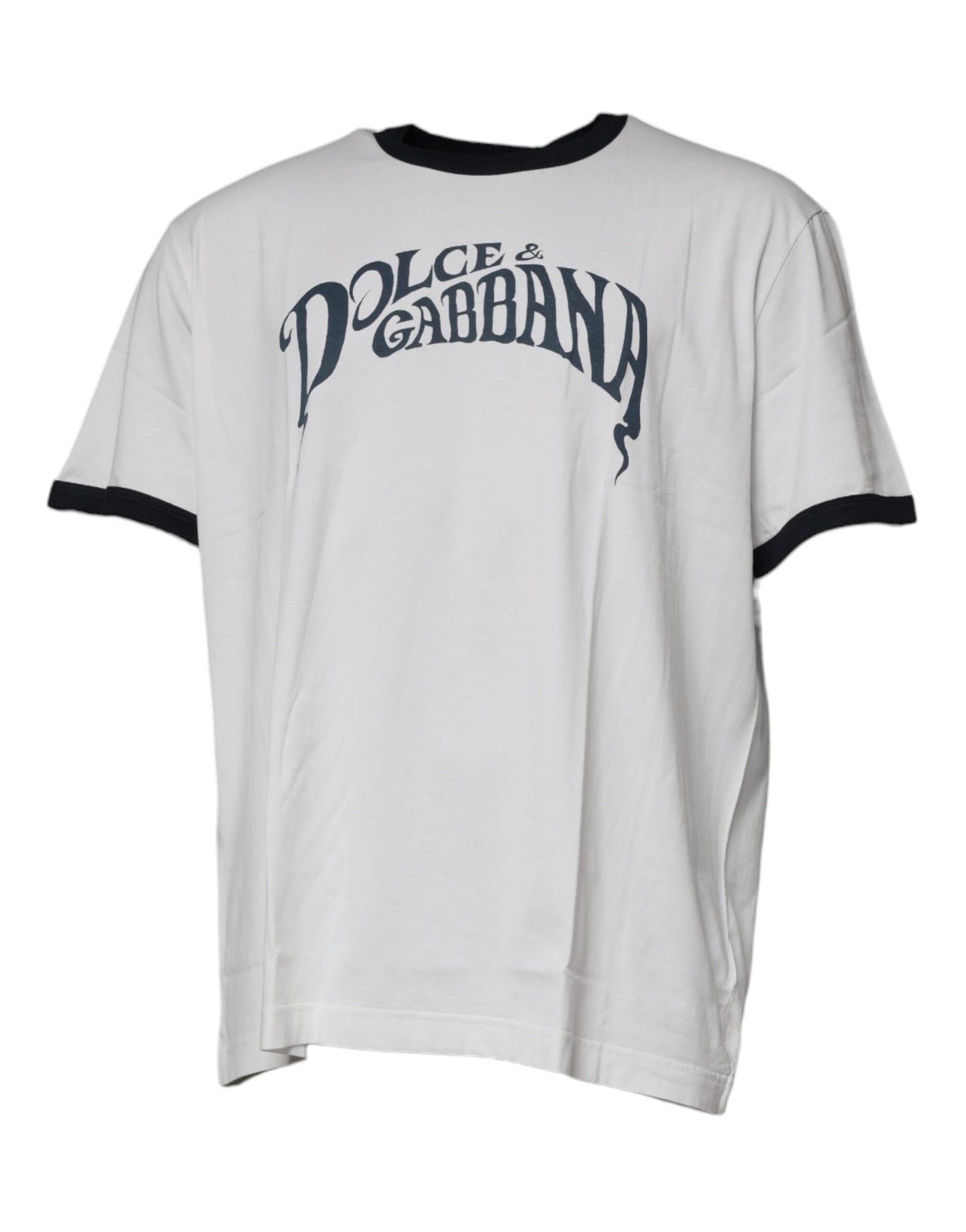White Graphic Print Cotton Crew Neck T-shirt-Dolce & Gabbana-LabelTerrace.com