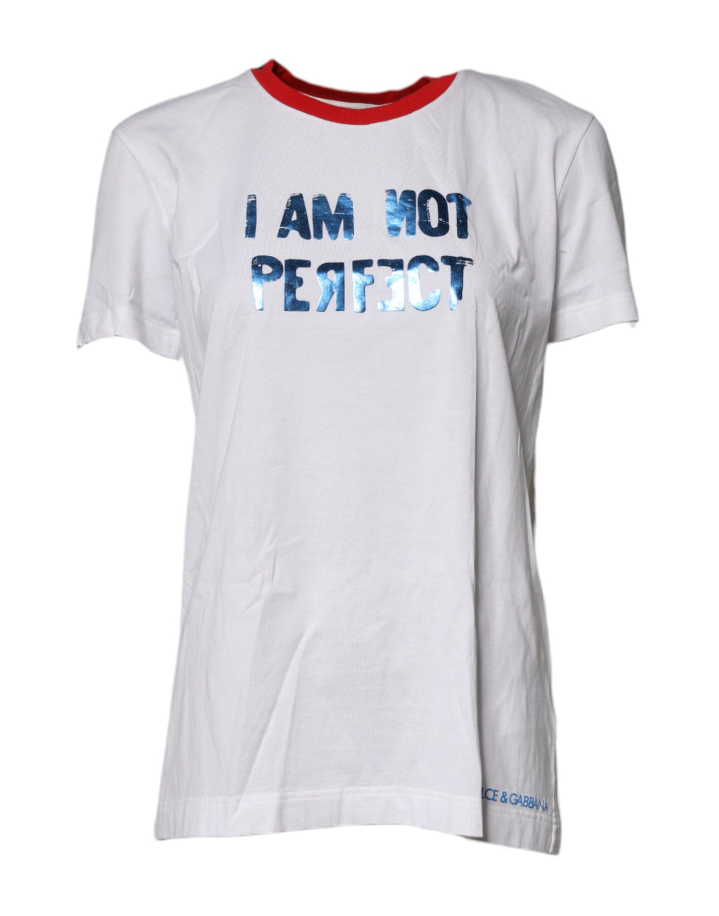 White Graphic Print Cotton Crew Neck T-shirt-Dolce & Gabbana-LabelTerrace.com