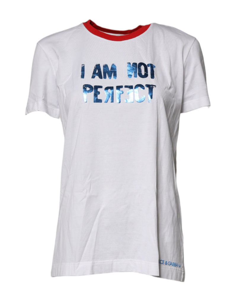 White Graphic Print Cotton Crew Neck T-shirt-Dolce & Gabbana-LabelTerrace.com
