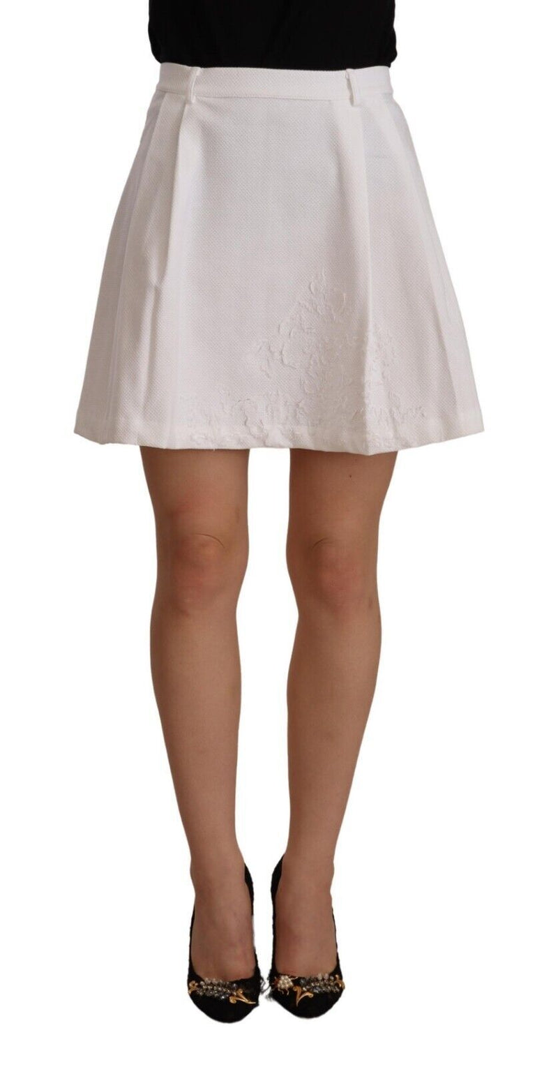 White High Waist A-line Mini Cotton Skirt-Ermanno Scervino-LabelTerrace.com