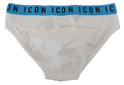 White Icon Logo Cotton Stretch Men Brief Underwear-Dsquared²-LabelTerrace.com