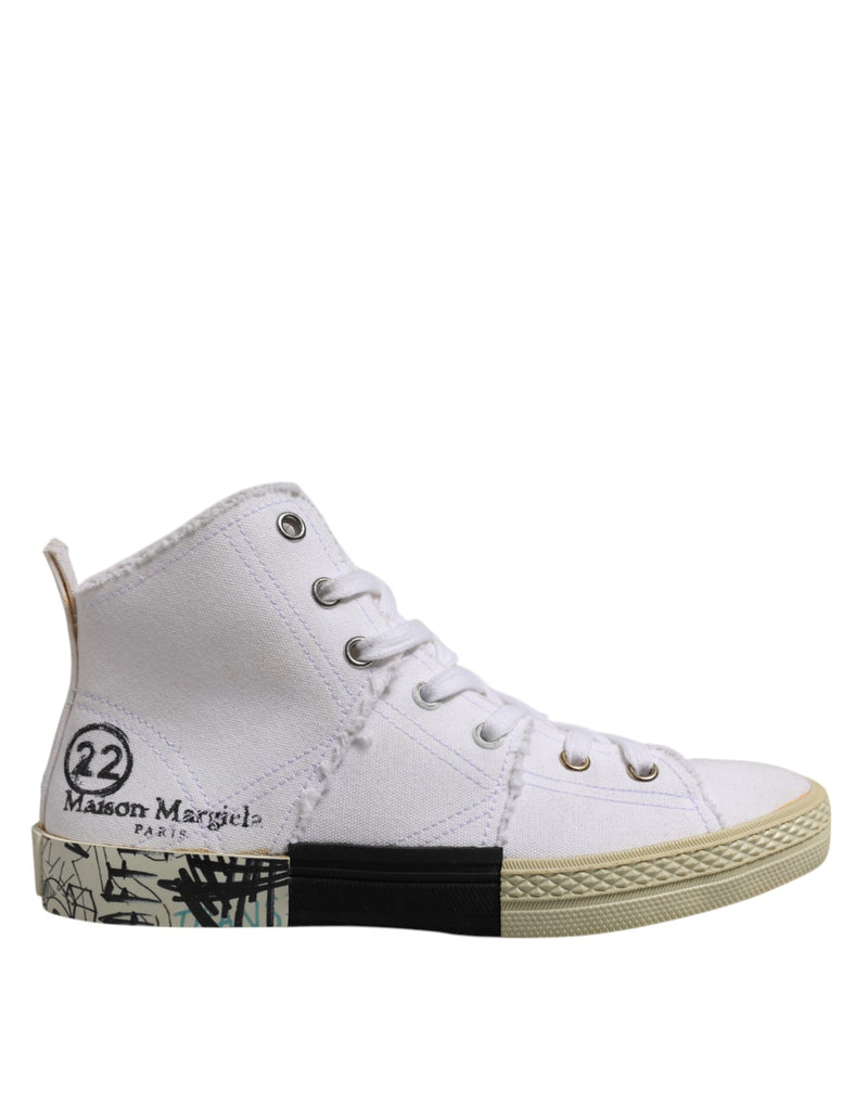 White Lace Up Mid Top Women Sneakers Shoes-Maison Margiela-LabelTerrace.com