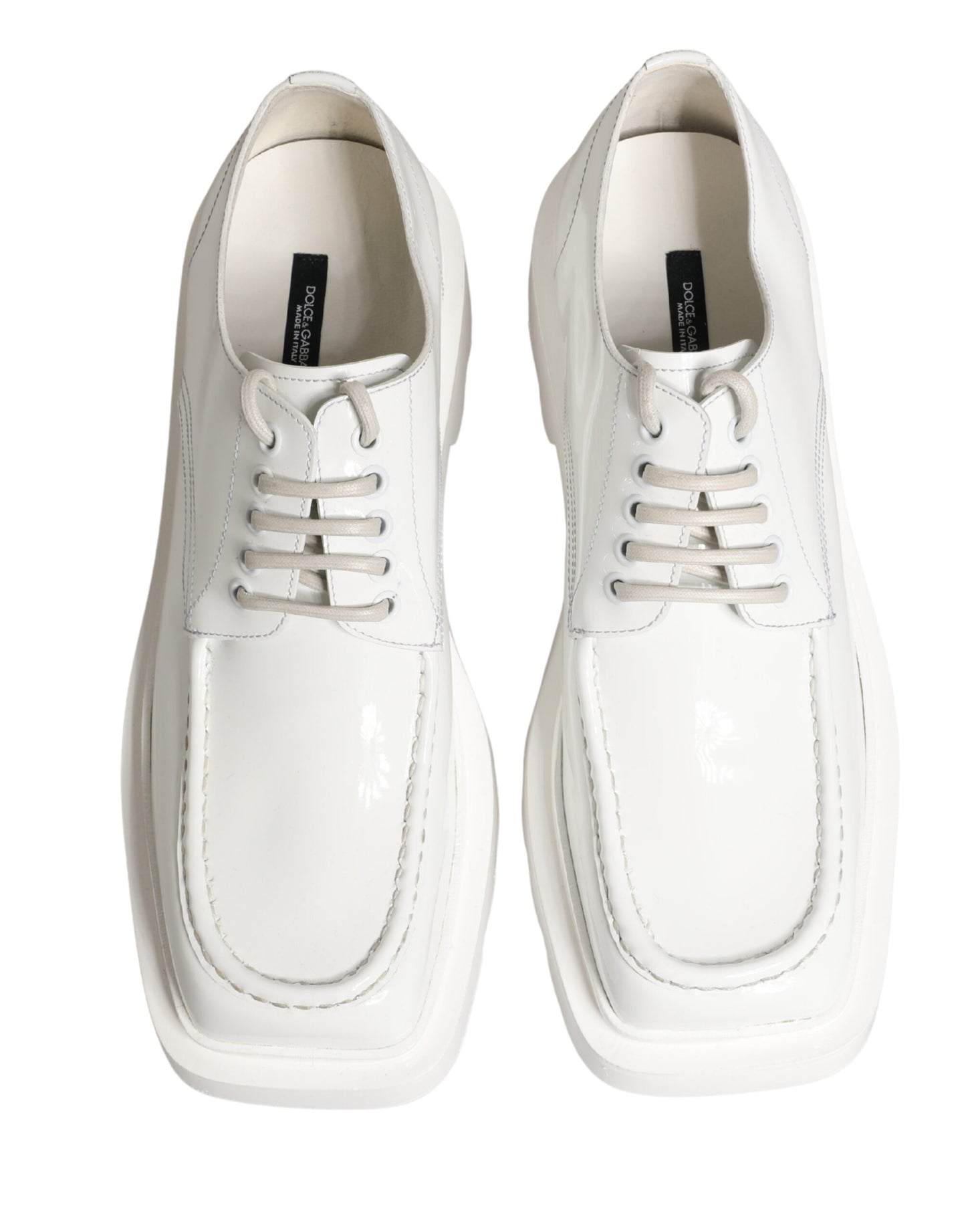 White Leather Chunky Sole Derby Shoes