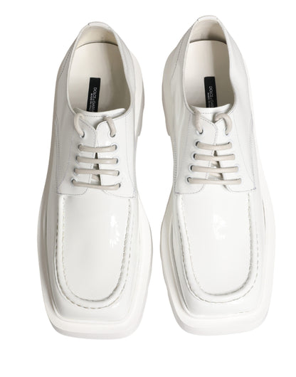 White Leather Chunky Sole Derby Shoes