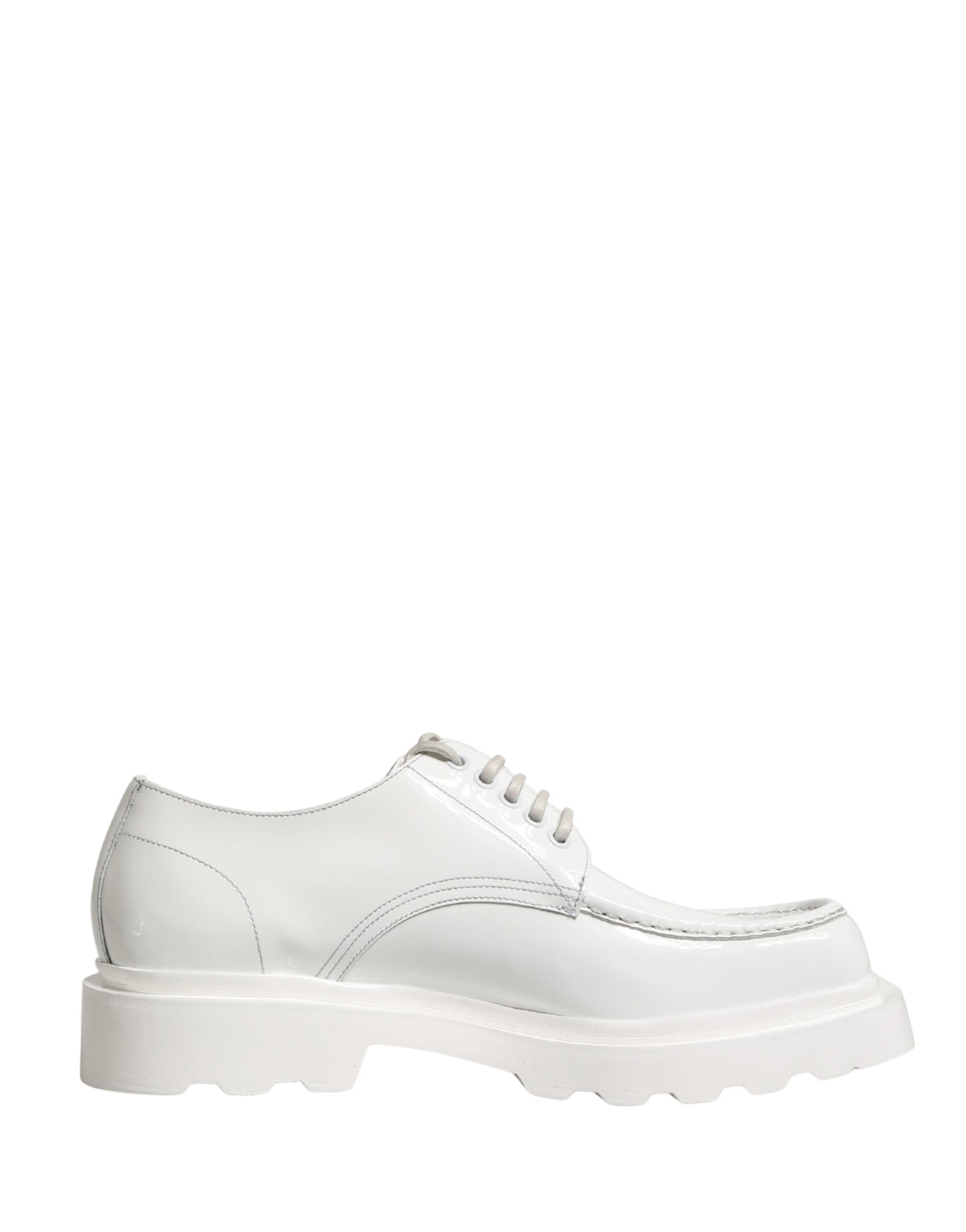 White Leather Chunky Sole Derby Shoes