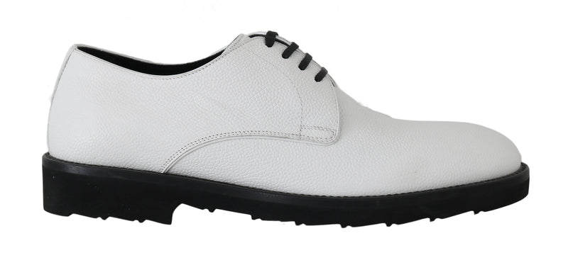 White Leather Derby Dress Formal Shoes-Dolce & Gabbana-LabelTerrace.com