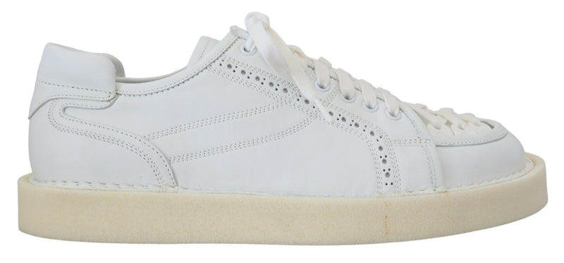 White Leather Low Top Oxford Sneakers Casual Shoes-Dolce & Gabbana-LabelTerrace.com