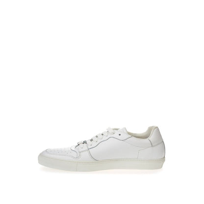 White Leather Low Top Sneakers