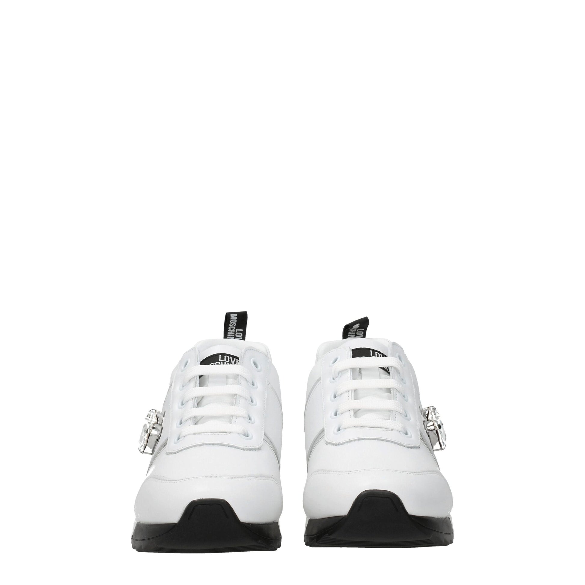 White Leather Low Tops-Love Moschino-LabelTerrace.com