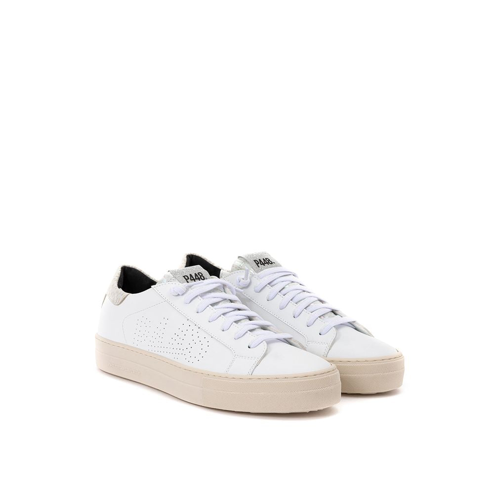 White Leather Low Top Sneakers