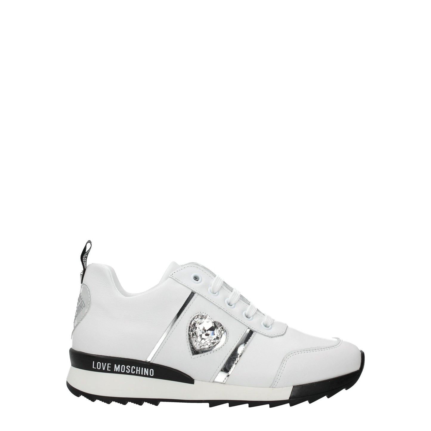 White Leather Low Tops-Love Moschino-LabelTerrace.com