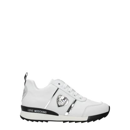 White Leather Low Tops-Love Moschino-LabelTerrace.com