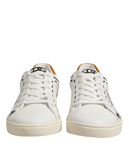 White Leather MILANO Low Top Sneakers Shoes-Dolce & Gabbana-LabelTerrace.com