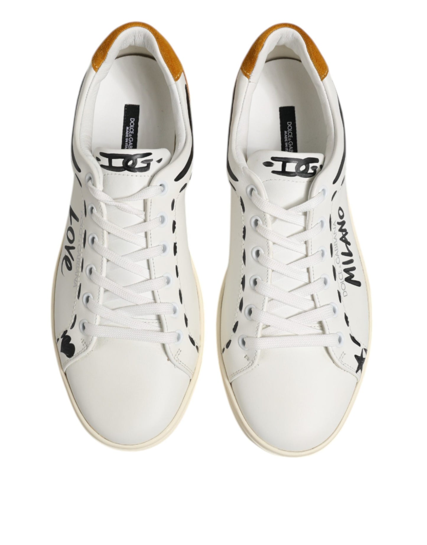 White Leather MILANO Low Top Sneakers Shoes-Dolce & Gabbana-LabelTerrace.com