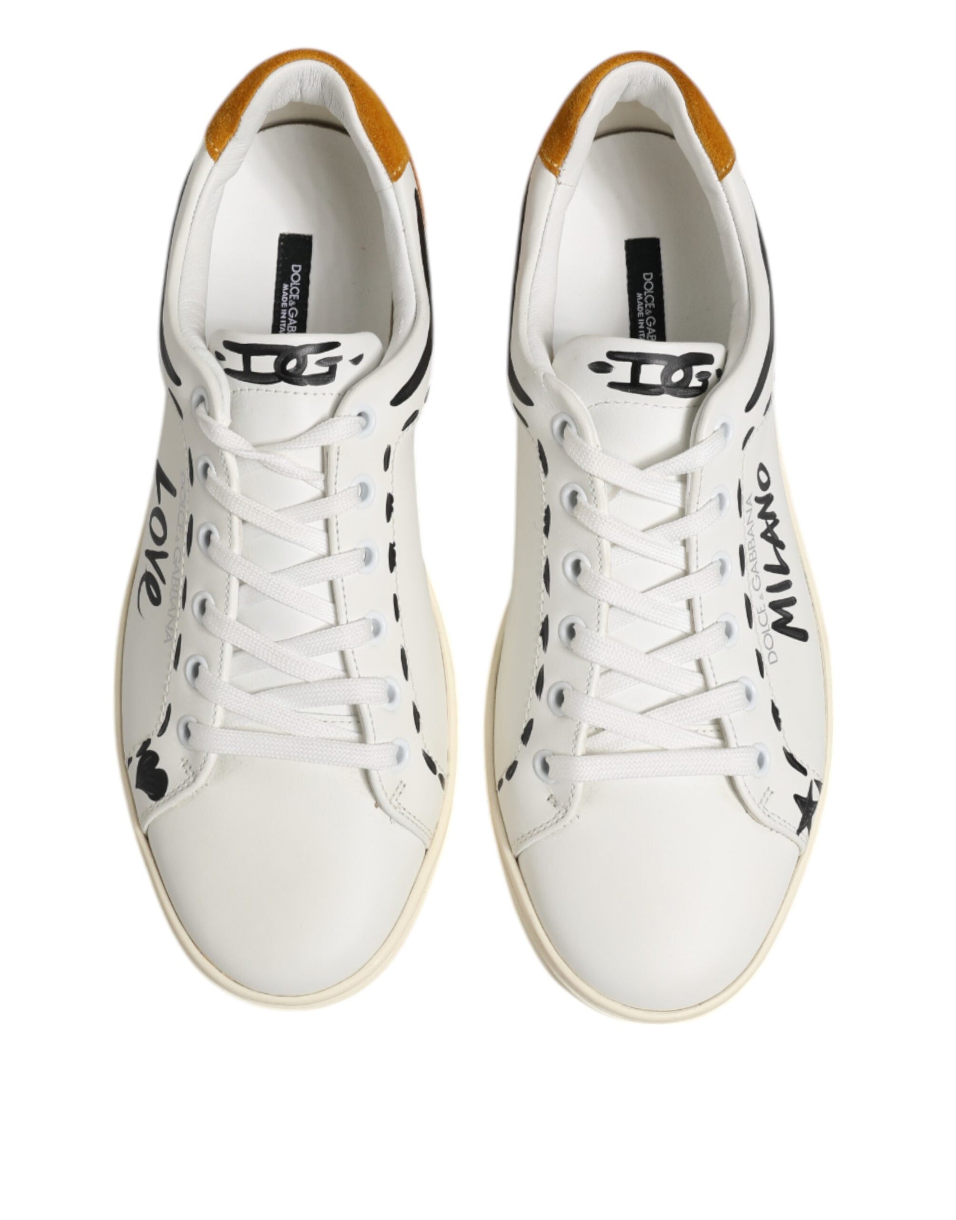 White Leather MILANO Low Top Sneakers Shoes-Dolce & Gabbana-LabelTerrace.com