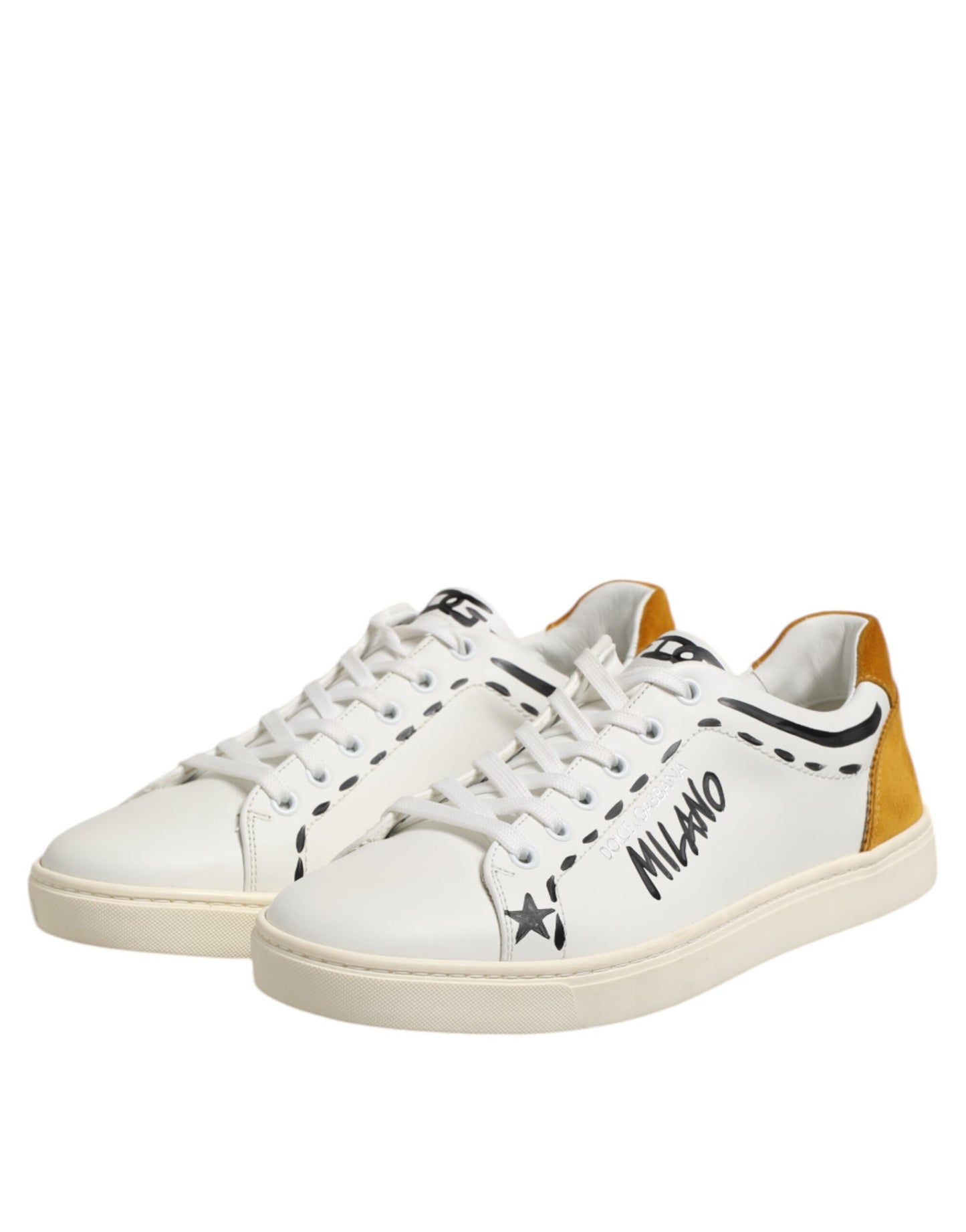 White Leather MILANO Low Top Sneakers Shoes-Dolce & Gabbana-LabelTerrace.com