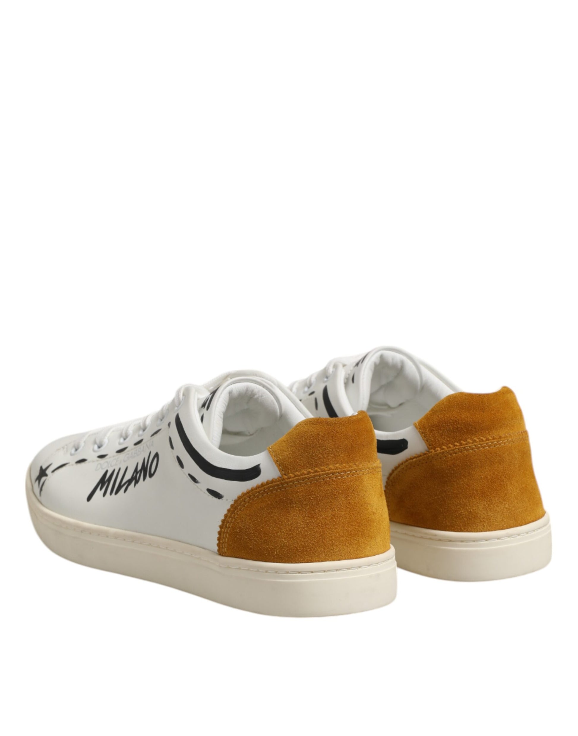 White Leather MILANO Low Top Sneakers Shoes-Dolce & Gabbana-LabelTerrace.com