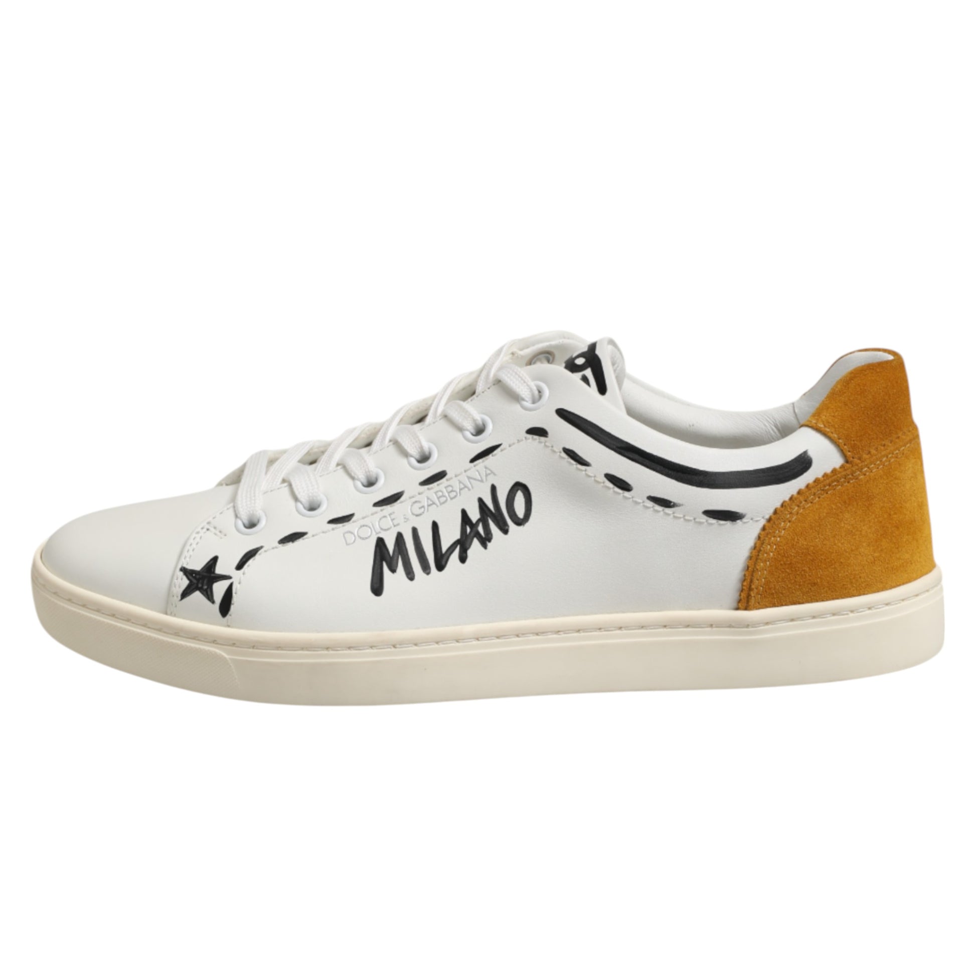 White Leather MILANO Low Top Sneakers Shoes-Dolce & Gabbana-LabelTerrace.com