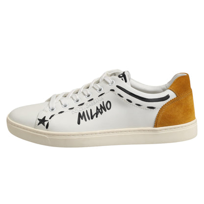 White Leather MILANO Low Top Sneakers Shoes-Dolce & Gabbana-LabelTerrace.com
