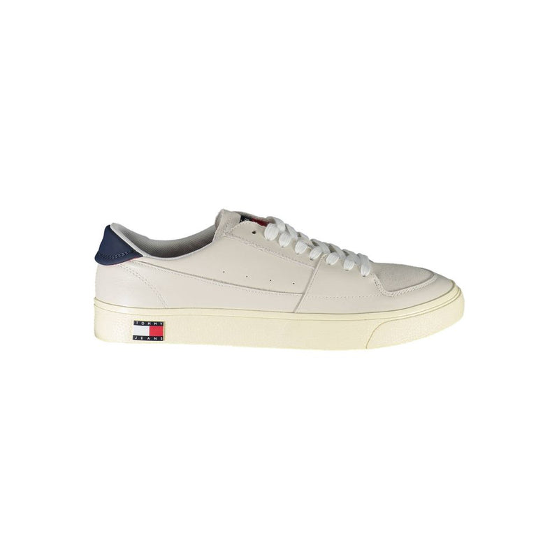 White Leather Men Sneaker-Tommy Hilfiger-LabelTerrace.com