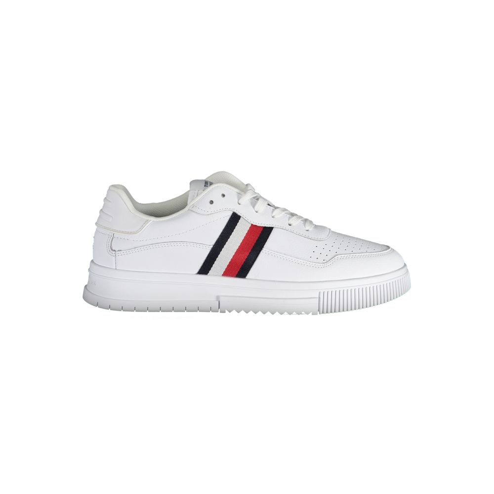 White Leather Men Sneaker-Tommy Hilfiger-LabelTerrace.com