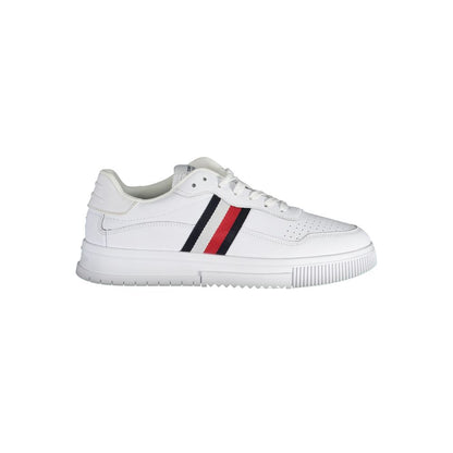 White Leather Men Sneaker-Tommy Hilfiger-LabelTerrace.com