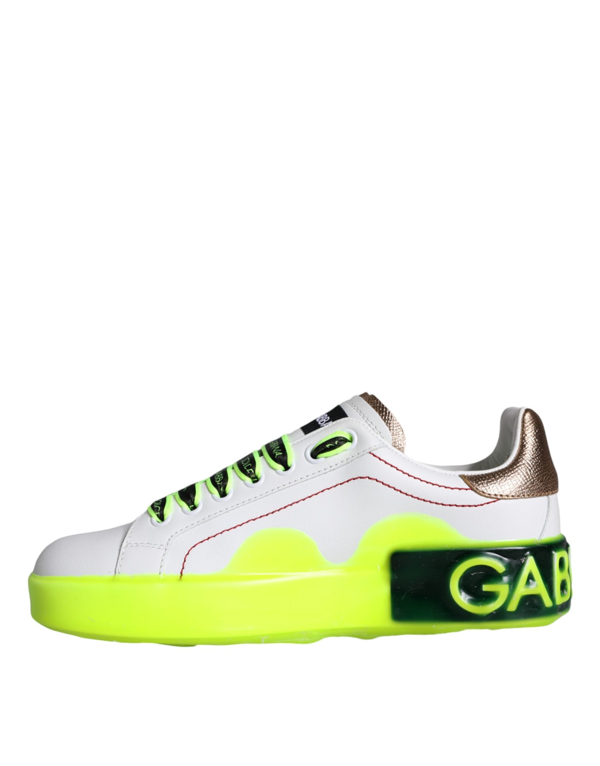 White Leather Portofino Low Top Sneakers Shoes-Dolce & Gabbana-LabelTerrace.com