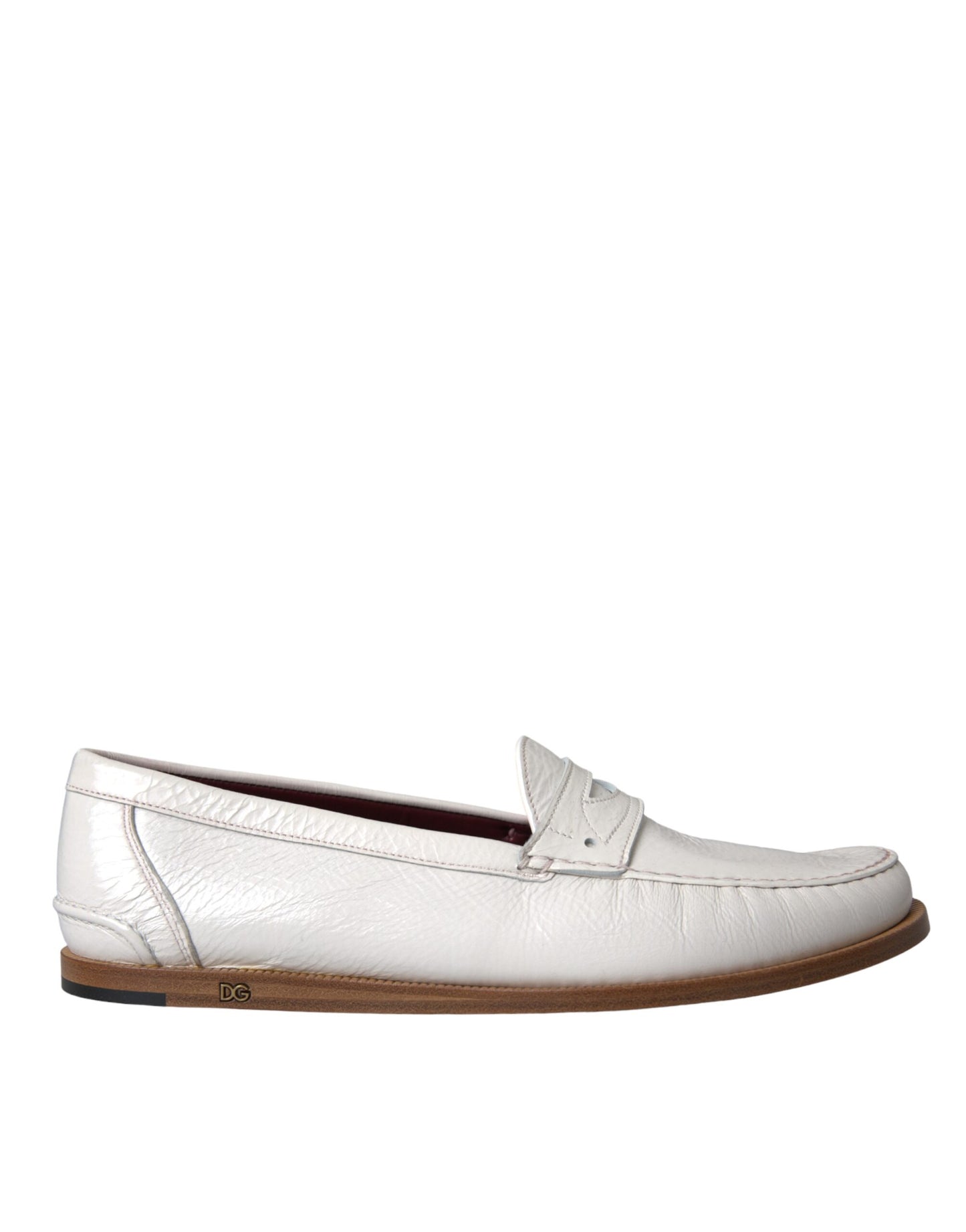 White Leather Slip On Mocassin Loafers Shoes-Dolce & Gabbana-LabelTerrace.com