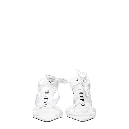 White Leather Stiletto Heel Sandals