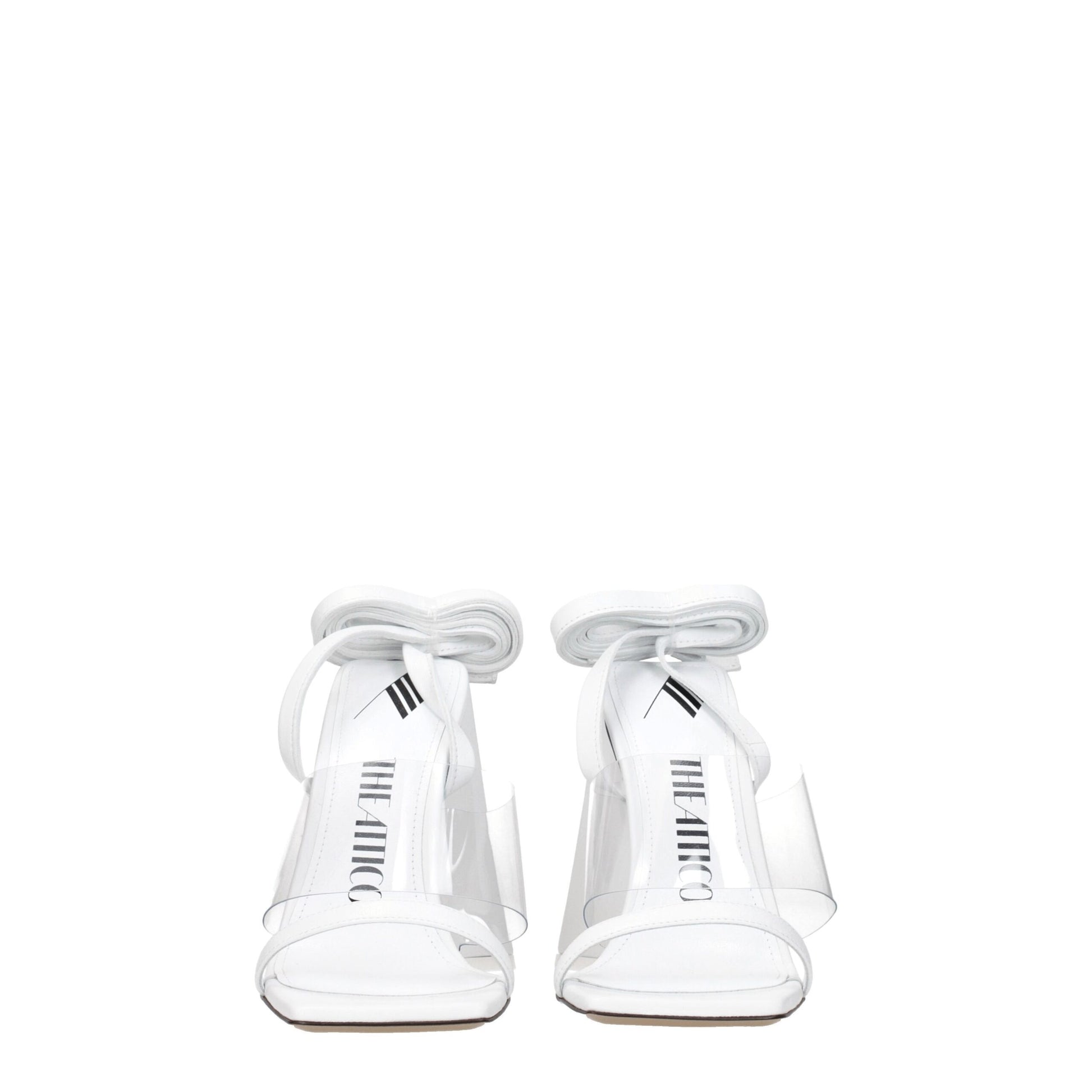 White Leather Stiletto Heel Sandals-The Attico-LabelTerrace.com